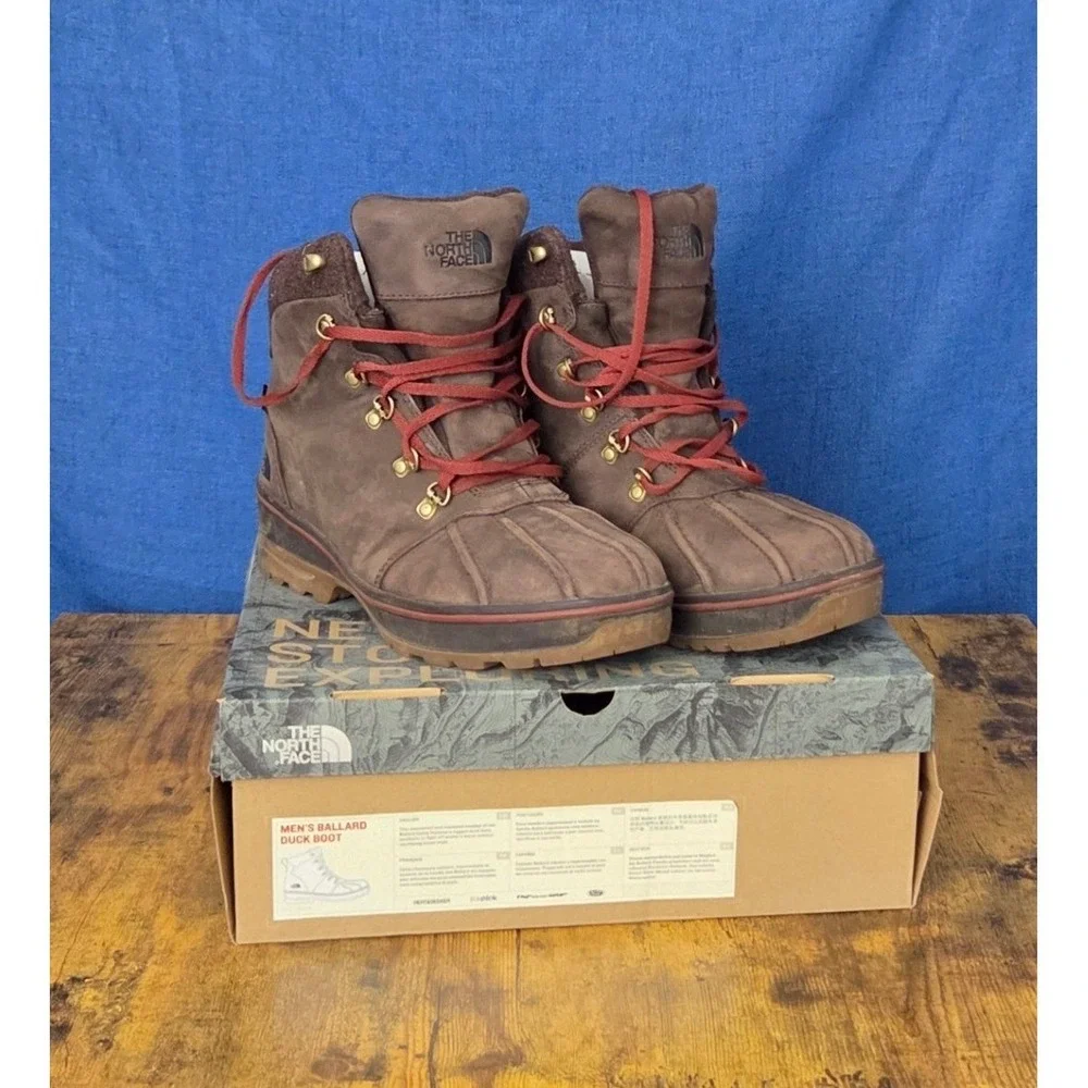 The North Face Ballard Duck Boot Brown Leather Waterproof Insulated CVX0 US 10